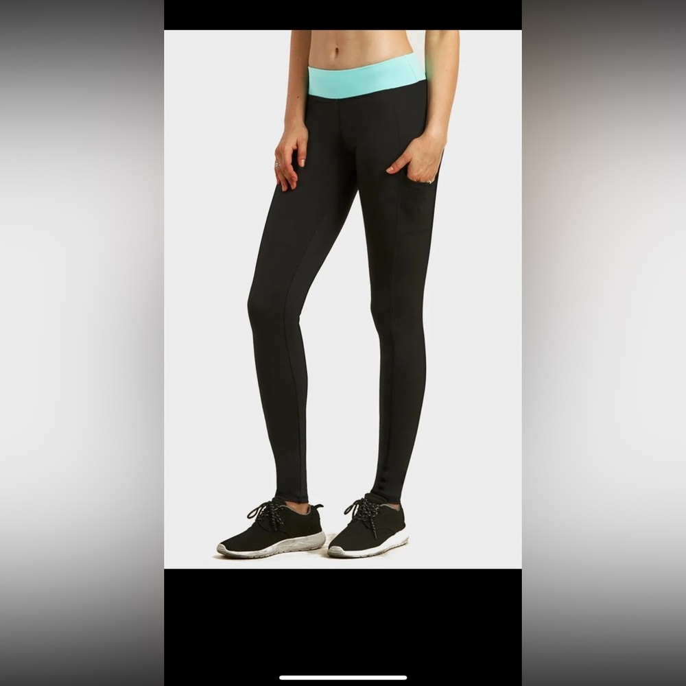 Womens Ladies Active Leggings W/ Side Phone Pocket Yoga Pants